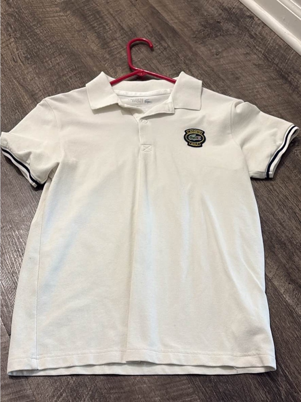 White Short Sleeve Polo with Chest Patch